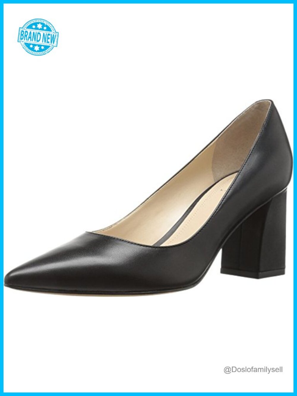 Pointed Toe Slip On Flared Block Heel Dress Pump Leather Sole